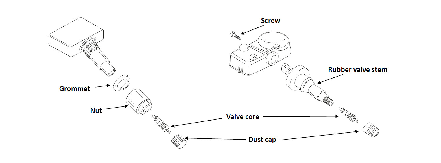 Typical Components Found in TPMS Repair Kits