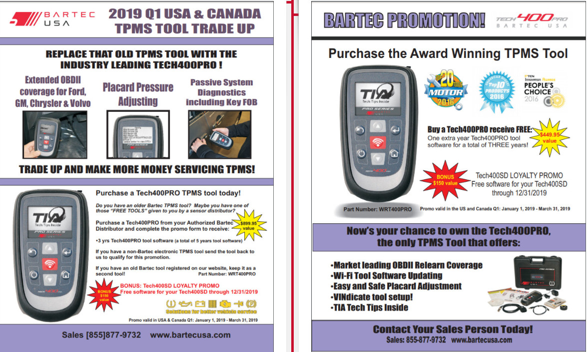 New USA & Canada TPMS Tool Promotions Announced