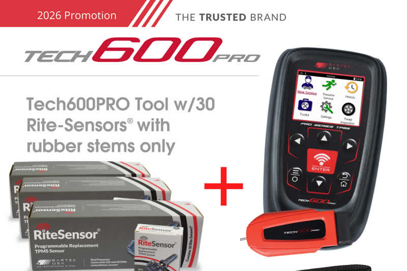 June 2026 - Tech600Pro TPMS Tool With 30 Rubber Stem Rite Sensors Promotion